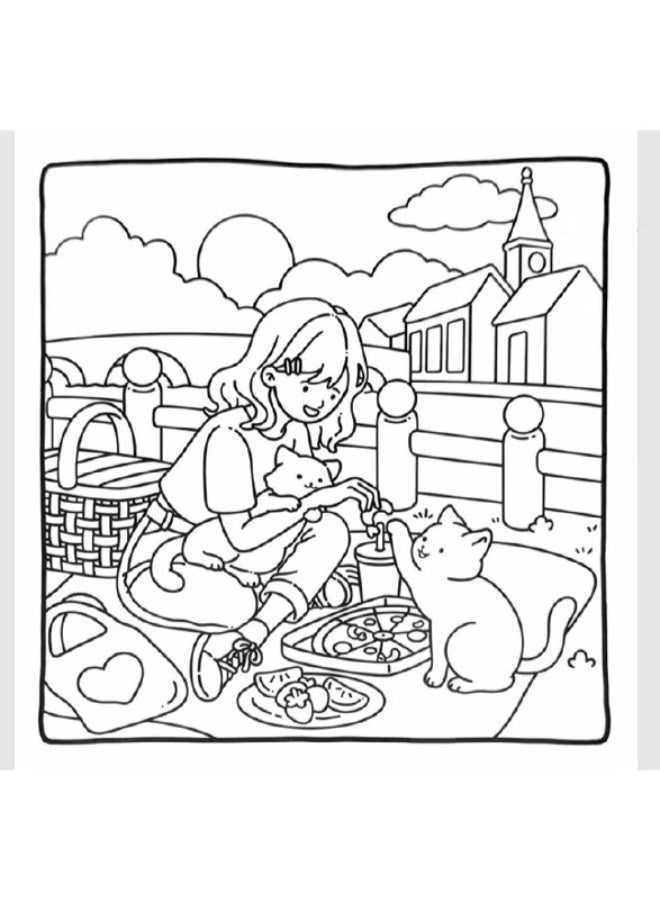 Cat & Chill Coloring Book for Adults and Children 42 Sheets Assorted Shape - Image 2