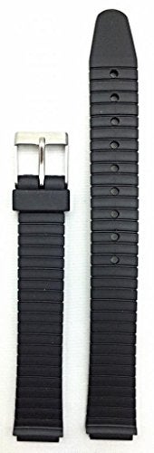 NewLife 11mm Black Striated Design Rubber Watchband - Comfortable, Flexible, and Durable PVC Material Replacement Watchstrap for Women - Image 2