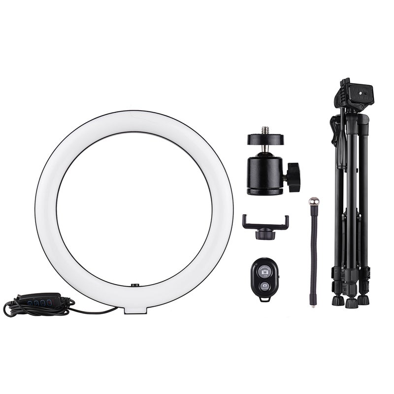 LED Ring Light with Tripod Stand Phone Holder Multicolour - Image 2