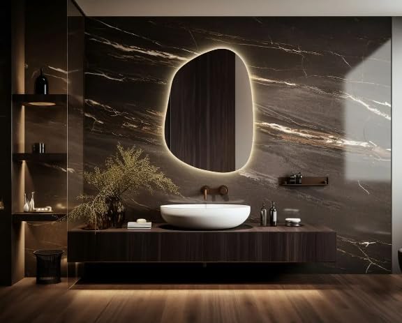Quality Glass Bathroom LED Mirror with Touch Sensor 3 Light Effects Glass Oval LED90 18 x 30 Inch