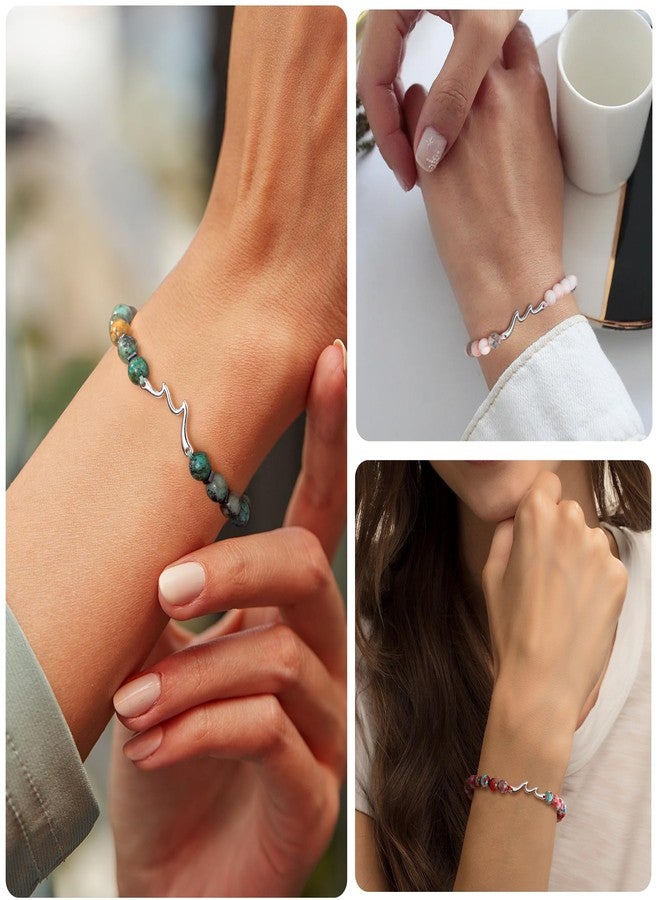 Sistble Get Well Gifts for Women, Inspirational Bracelets for Women Birthday Gifts Wave Bracelet Natural Stone Beaded Bracelets Life Is Tough Spiritual Inspirational Gift for Women - Image 4