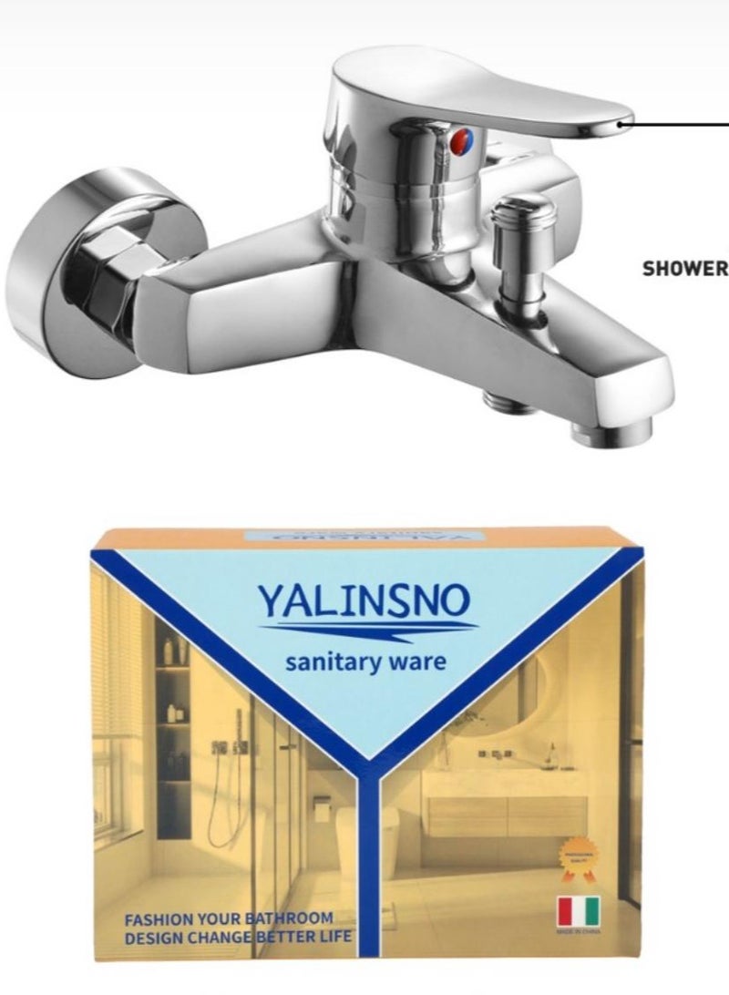 Yalin Shower Mixer Tap Single Lever Bathtub Faucet Shower Set with Handheld Shower Head & Hose (Round) - Image 1