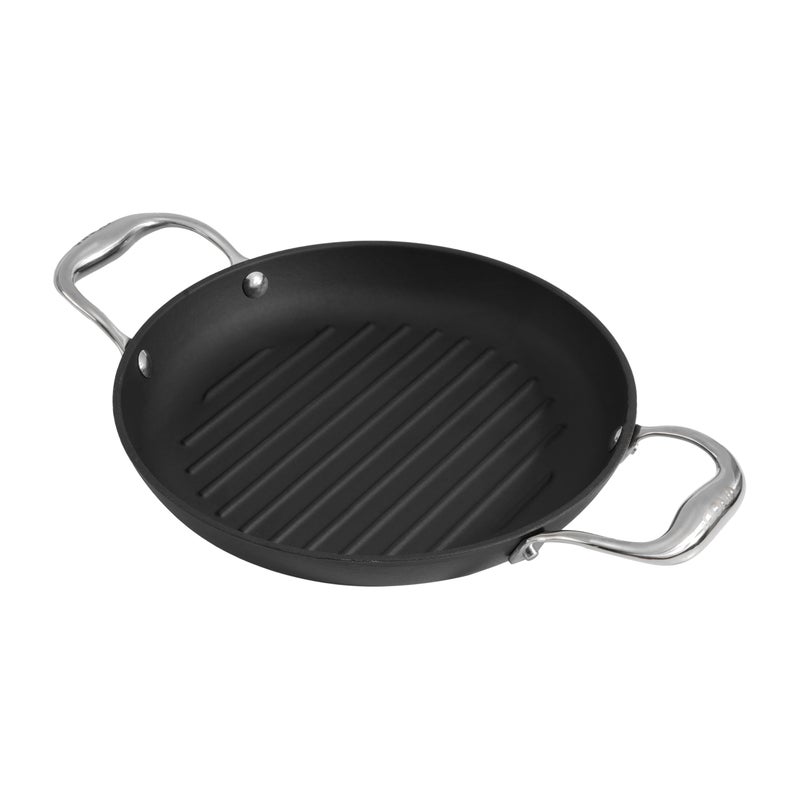 Vinod Ferona Lightweight Cast Iron Grill Pan - 1.2 L, 24 cm | No Seasoning Required | Naturally Stick-Free | Steel Handle | Metal Spoon Safe | Gas, Induction Base | PTFE & PFOA Free | 2-Year Warranty - Image 1
