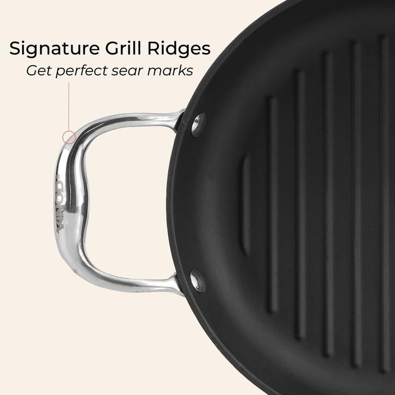 Vinod Ferona Lightweight Cast Iron Grill Pan - 1.2 L, 24 cm | No Seasoning Required | Naturally Stick-Free | Steel Handle | Metal Spoon Safe | Gas, Induction Base | PTFE & PFOA Free | 2-Year Warranty - Image 5