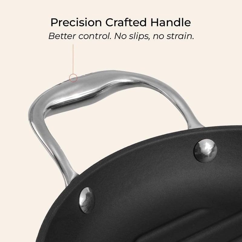 Vinod Ferona Lightweight Cast Iron Grill Pan - 1.2 L, 24 cm | No Seasoning Required | Naturally Stick-Free | Steel Handle | Metal Spoon Safe | Gas, Induction Base | PTFE & PFOA Free | 2-Year Warranty - Image 4