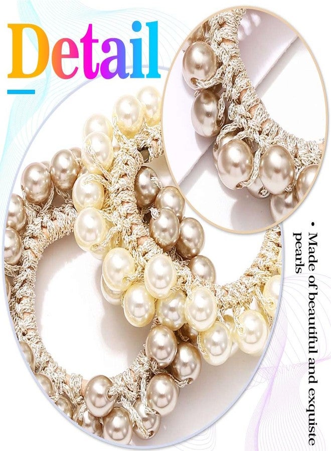 CAKURE Pearl Scrunchies Beaded Hair Ties Decorative Ponytail Holder Pearl Hair Accessories for Women and Girls (Pack of 3) - Image 4