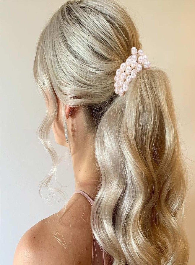 CAKURE Pearl Scrunchies Beaded Hair Ties Decorative Ponytail Holder Pearl Hair Accessories for Women and Girls (Pack of 3) - Image 5