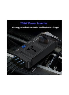 Generic 200W Power Inverter, DC 12V to 230V AC Car Power Inverter 4 USB Ports Charger Adapter Car Plug Converter with Switch, Current LCD Screen  - Image 5