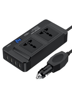 Generic 200W Power Inverter, DC 12V to 230V AC Car Power Inverter 4 USB Ports Charger Adapter Car Plug Converter with Switch, Current LCD Screen  - Image 1