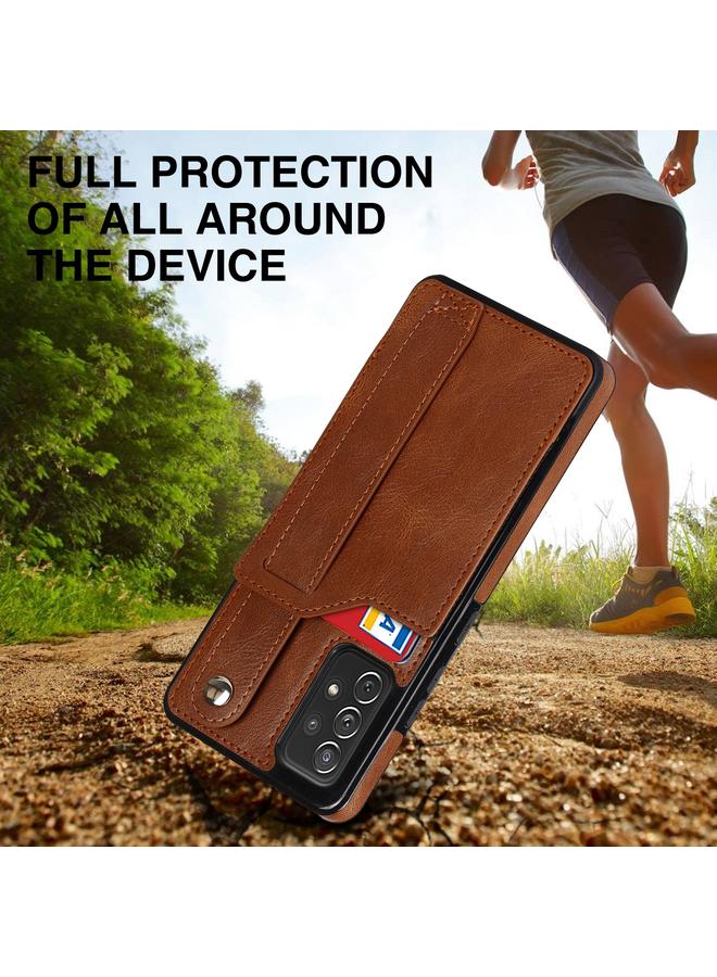 S-TOP Case For Samsung Galaxy A72 5G / 4G Crazy Horse Texture Shockproof TPU + PU Leather Case with Card Slot & Wrist Strap Holder - Image 5