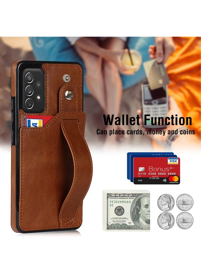 S-TOP Case For Samsung Galaxy A72 5G / 4G Crazy Horse Texture Shockproof TPU + PU Leather Case with Card Slot & Wrist Strap Holder - Image 3