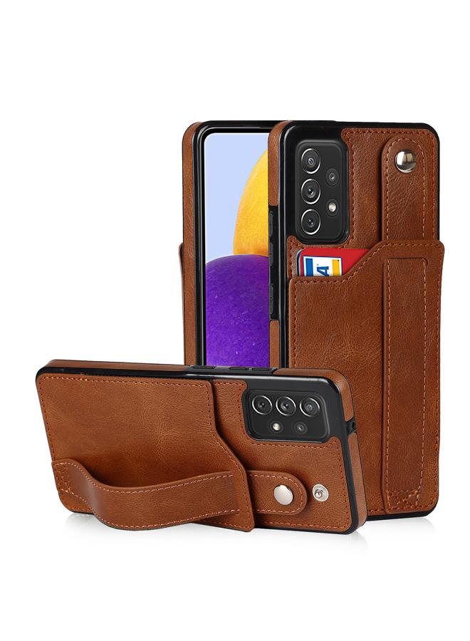 S-TOP Case For Samsung Galaxy A72 5G / 4G Crazy Horse Texture Shockproof TPU + PU Leather Case with Card Slot & Wrist Strap Holder - Image 1