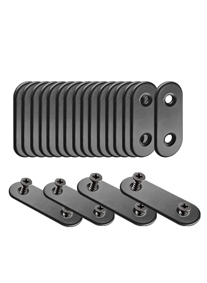 WYSUMMER Black Flat Straight Brace,20Pcs Metal Mending Brackets Straight Corner Braces Straight Brackets with 40Pcs Screws - Image 1