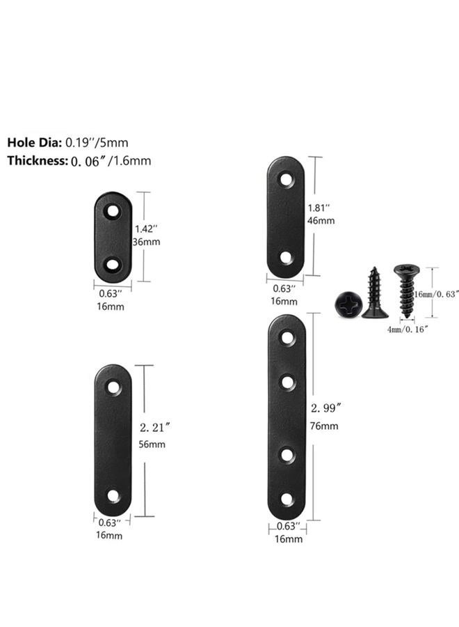 WYSUMMER Black Flat Straight Brace,20Pcs Metal Mending Brackets Straight Corner Braces Straight Brackets with 40Pcs Screws - Image 2
