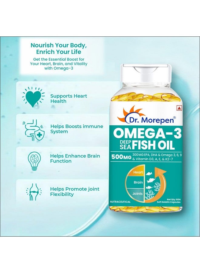 Dr. Morepen زيت السمك أوميغا 3 من د. موريبين 500 ملغ 300 ملغ EPA و DHA | زيت السمك عالي الفعالية 60 كبسولة (عبوة من 2) ، 2 عدد - Image 3