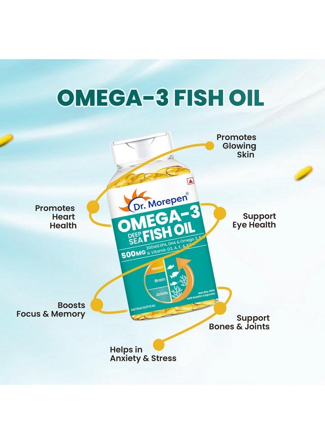 Dr. Morepen زيت السمك أوميغا 3 من د. موريبين 500 ملغ 300 ملغ EPA و DHA | زيت السمك عالي الفعالية 60 كبسولة (عبوة من 2) ، 2 عدد - Image 2