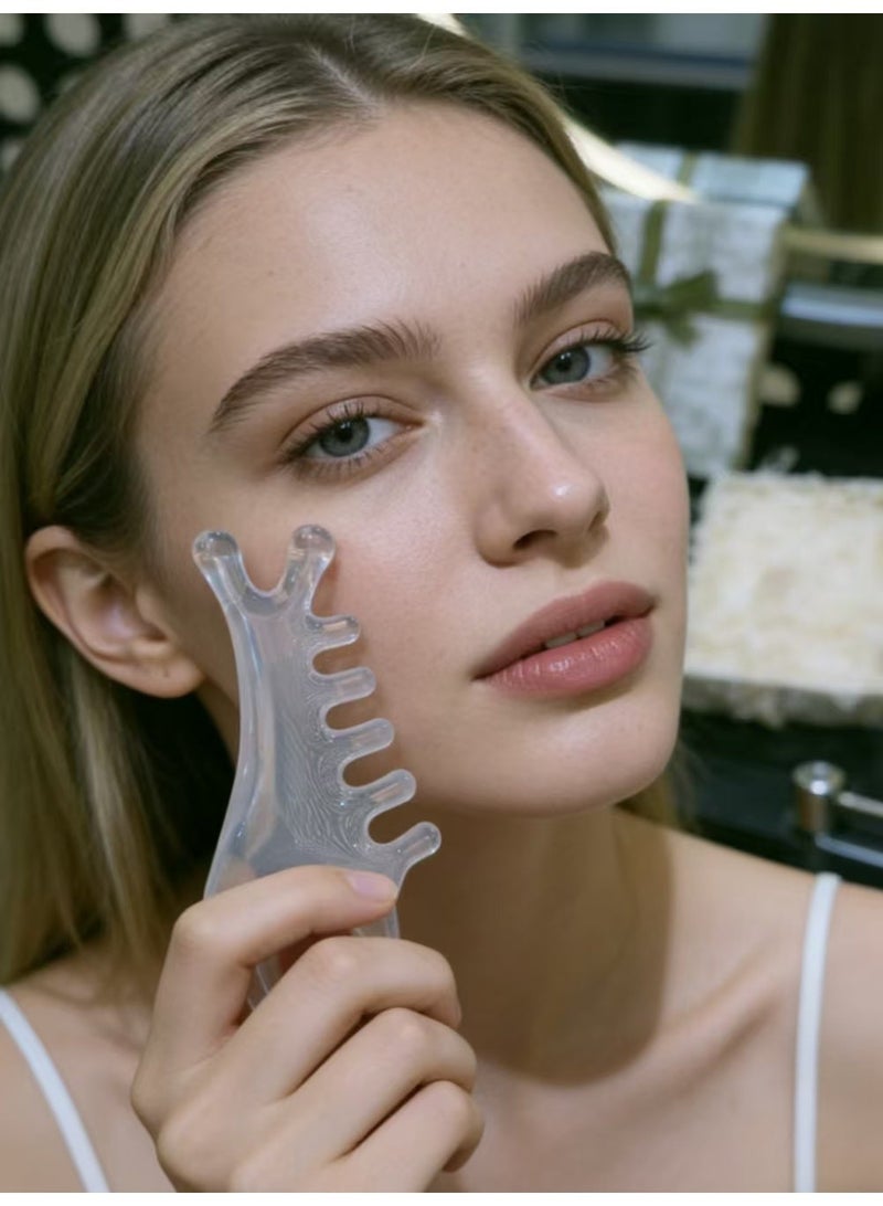 Facial Massage Comb | Gua Sha Tool | Facial Sculpting Tool | Scalp Massager | Transparent Massage Comb - Image 1