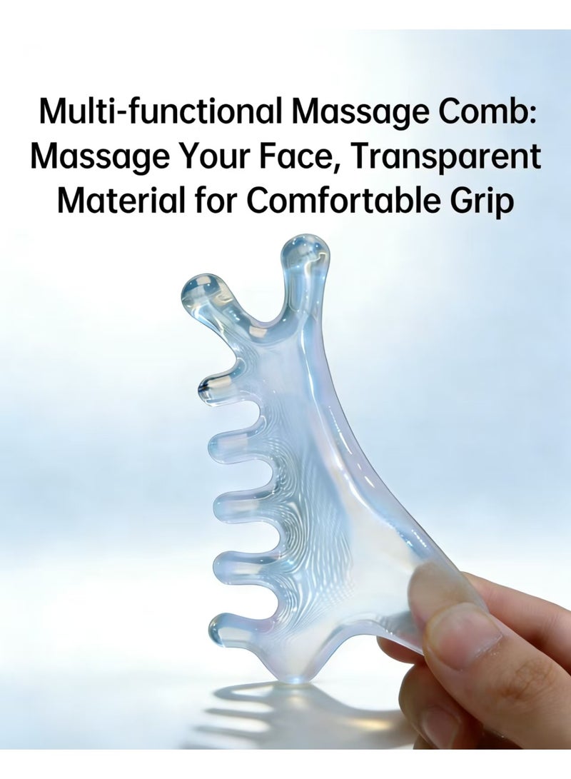 Facial Massage Comb | Gua Sha Tool | Facial Sculpting Tool | Scalp Massager | Transparent Massage Comb - Image 3
