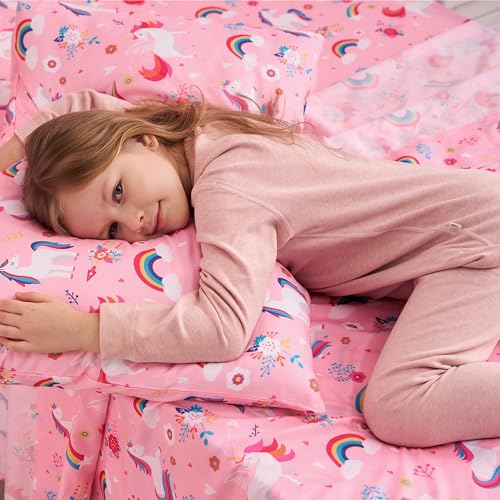 Joiedomi Kids Twin Sheet Set Unicorn - 3 Piece Soft Microfiber Bed Sheets - Deep Pocket Wrinkle Free, Cozy Toddler Bedding Set, Fade Resistant Breathable for Boys Girls Teens - Image 5