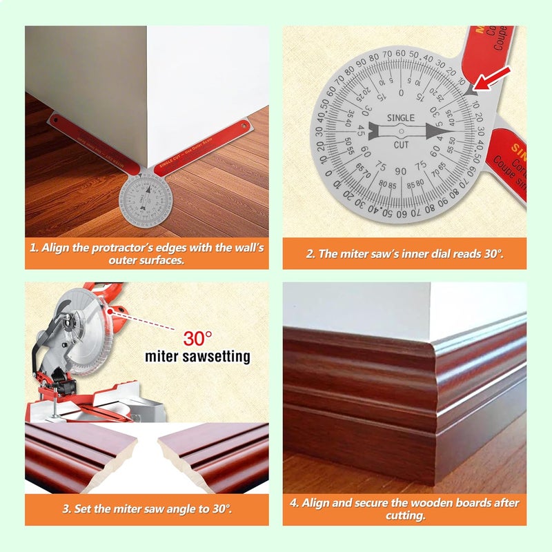 GREATUS Miter Saw Protractor Replacement for #505P-7 Angle Finder Featuring Precision Laser-Inside & Outside Miter Angle Finder Protractor for All Building Trades, Plumbers, Carpenters Plastic （Red） - Image 4