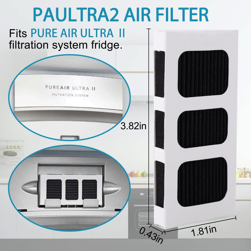 SEISSO Paultra2 Refrigerator Air Filter Replacement for Frigidaire Pure Air Ultra II, ELPAULTRA2 Filter for Electrolux Pure Advantage ULTRA II, Freshen Your Fridge with Activated Carbon-6Packs - Image 3