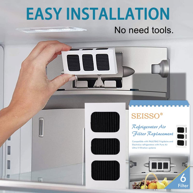 SEISSO Paultra2 Refrigerator Air Filter Replacement for Frigidaire Pure Air Ultra II, ELPAULTRA2 Filter for Electrolux Pure Advantage ULTRA II, Freshen Your Fridge with Activated Carbon-6Packs - Image 5