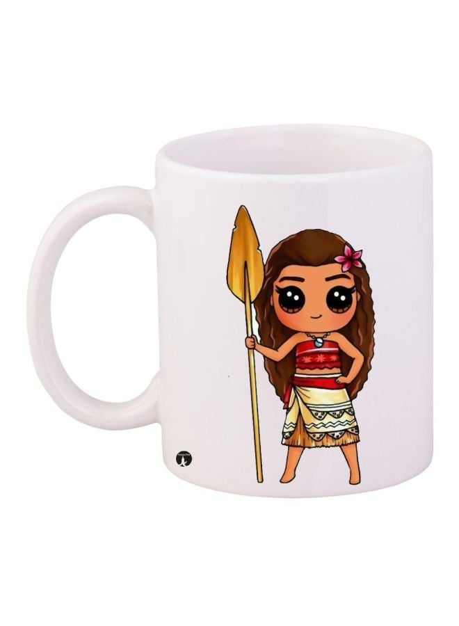 RYN Moana Printed Coffee Mug White/Brown/Beige 11ounce