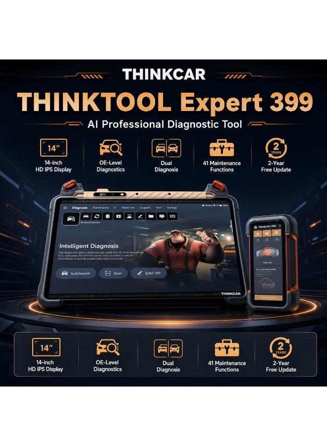 Thinkcar ThinkTool Expert 399 AI Diagnostic Scanner 14 Inch OE-Level Programming Tool Full System Automotive Scanner - Image 1
