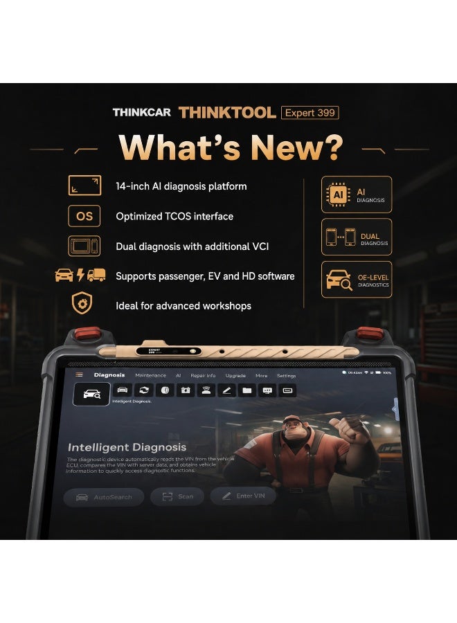 Thinkcar ThinkTool Expert 399 AI Diagnostic Scanner 14 Inch OE-Level Programming Tool Full System Automotive Scanner - Image 2