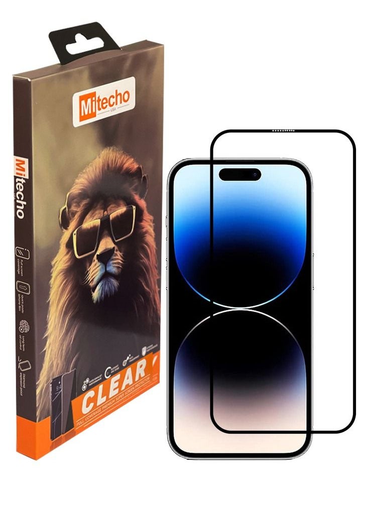 Mi techo - Mi techo Apple iPhone 15 Full Coverage Clear Tempered Glass Screen Protector - Image 1