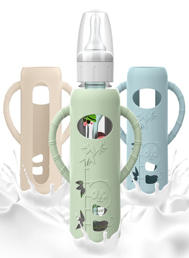 dlozrak 3 PCS Dr Brown Glass Bottles Silicone Sleeves, Compatible with Dr Browns Glass Bottles 8 oz, Anti-Drop Dr Brown Baby Bottles Sleeves with Handles, Heat-Insulating and Easy to Clean - Image 1