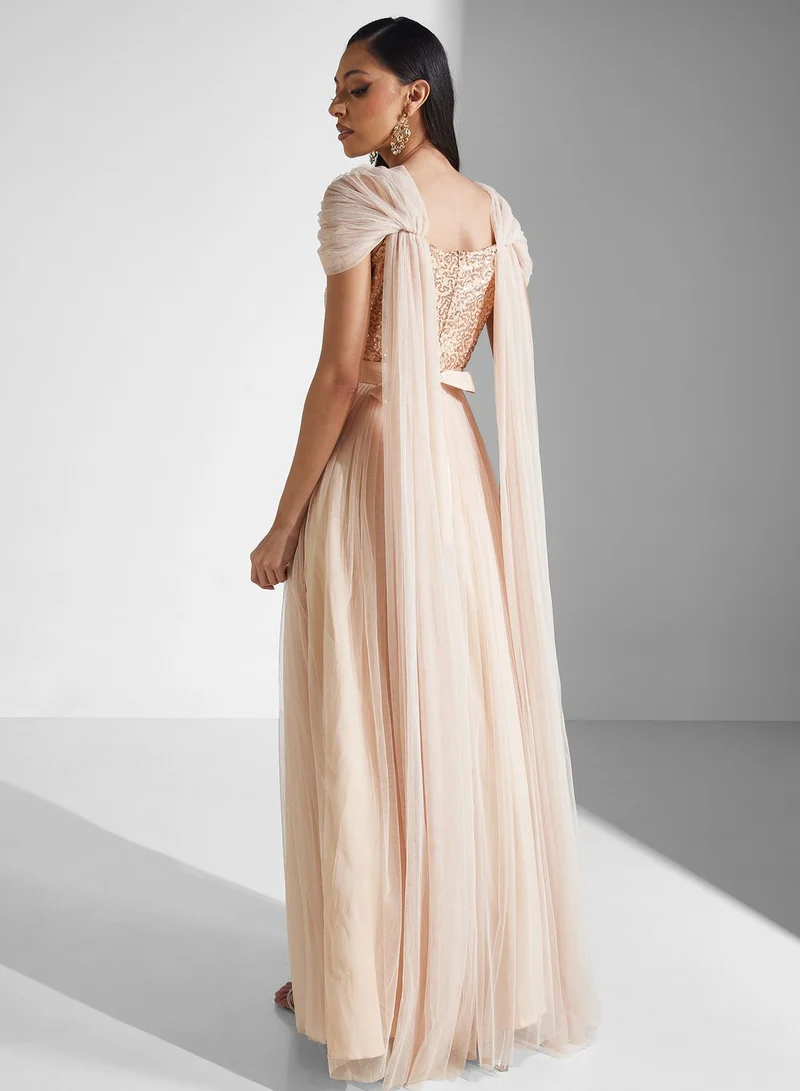 Amri Sequin Bodice Gown Dress