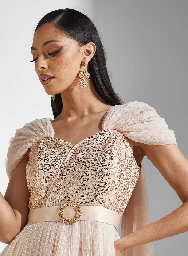 Amri Sequin Bodice Gown Dress