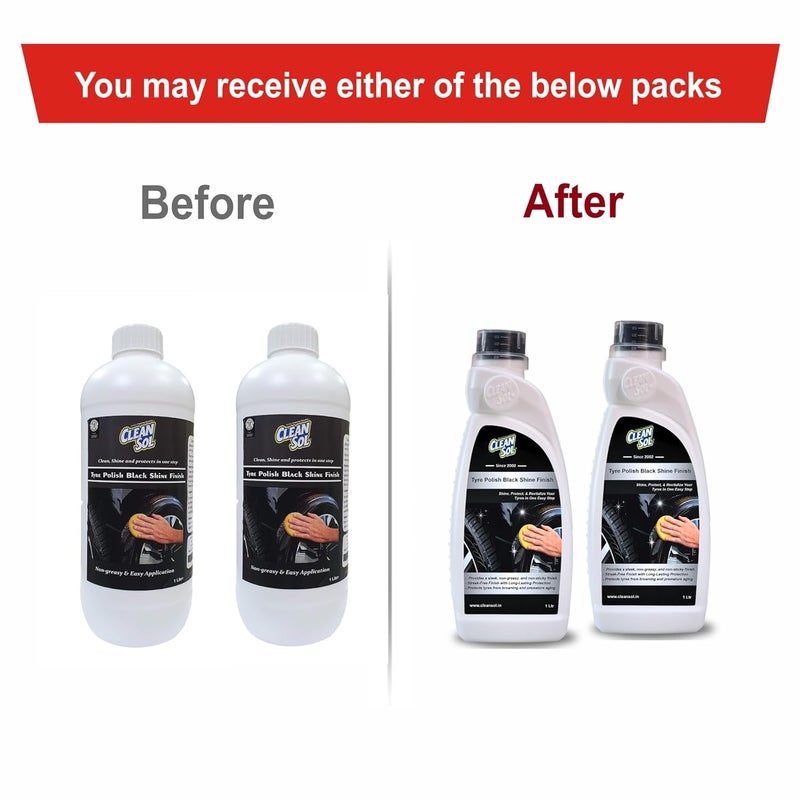 Cleansol سائل تلميع الإطارات من كلينسول للسيارات والدراجات والسكوترات وجميع المركبات | رذاذ لمعان أسود عالي اللمعان | تركيبة مقاومة للماء تدوم طويلاً | 2 لتر (عبوة من 2) - Image 3
