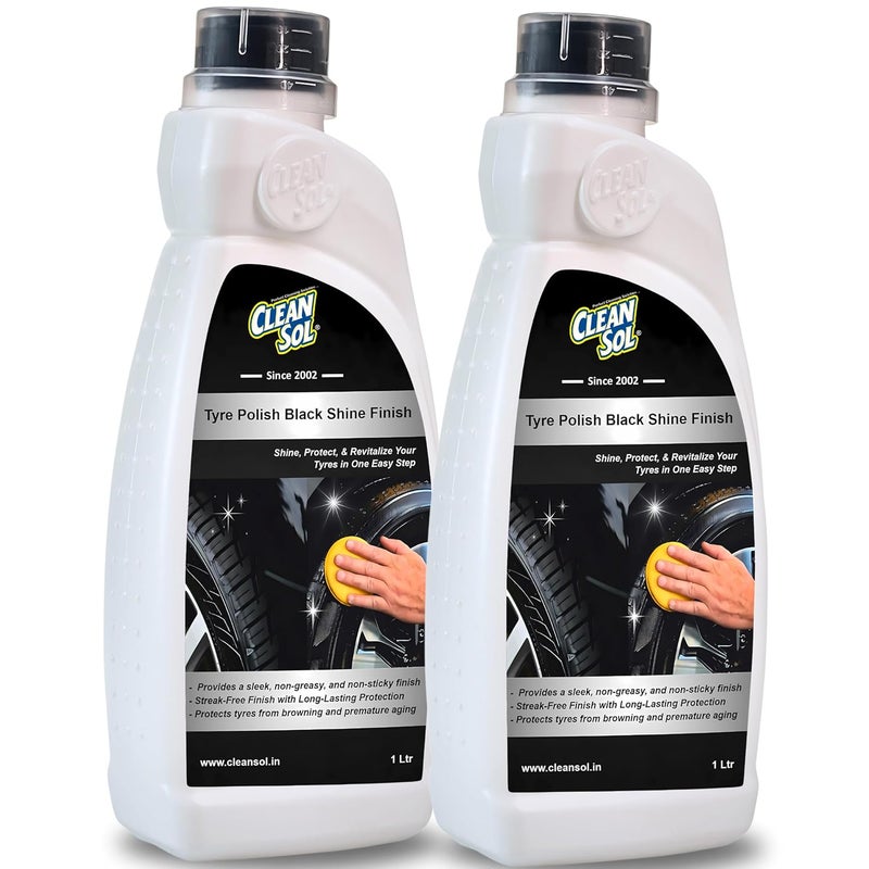 Cleansol سائل تلميع الإطارات من كلينسول للسيارات والدراجات والسكوترات وجميع المركبات | رذاذ لمعان أسود عالي اللمعان | تركيبة مقاومة للماء تدوم طويلاً | 2 لتر (عبوة من 2) - Image 2