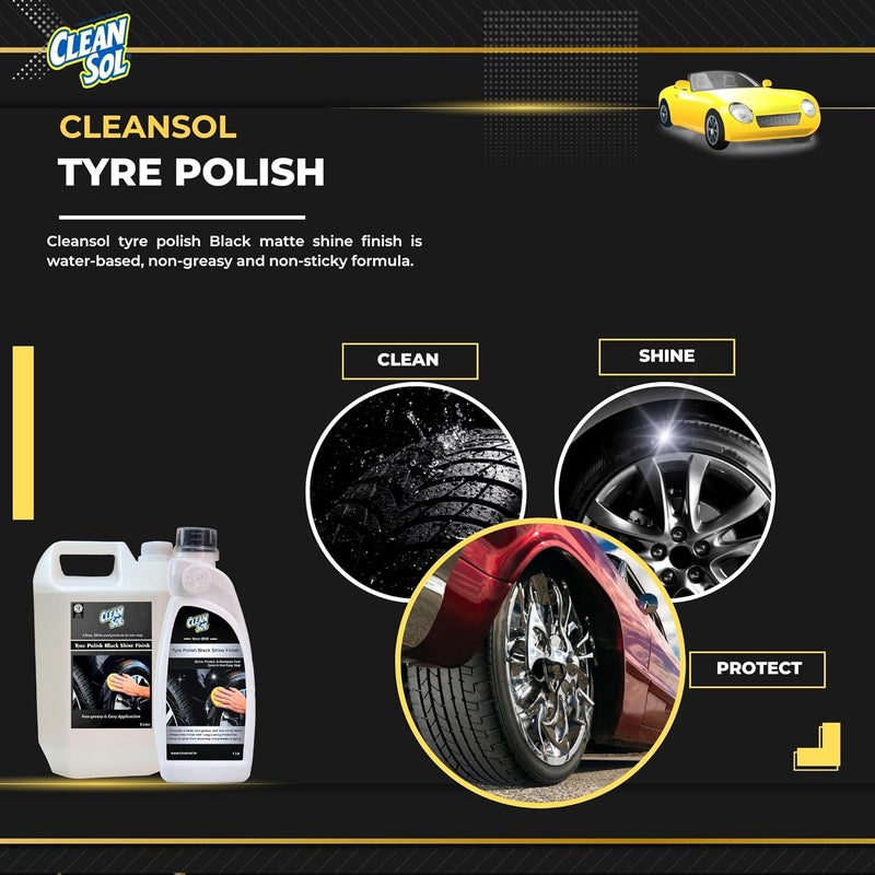 Cleansol سائل تلميع الإطارات من كلينسول للسيارات والدراجات والسكوترات وجميع المركبات | رذاذ لمعان أسود عالي اللمعان | تركيبة مقاومة للماء تدوم طويلاً | 2 لتر (عبوة من 2) - Image 4