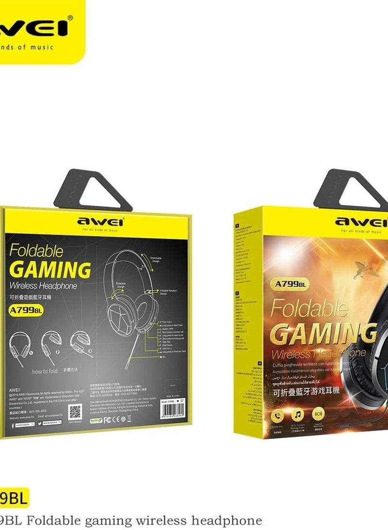 Awei A799BL Foldable Wireless Gaming On-Ear Headphone - Black, A799BL - Image 2