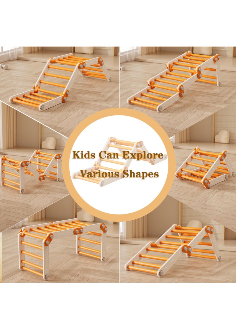 XiuWoo Toddler Climbing Toys,Kids Pikler Triangle Set,Montessori Play Gym,Multifunction Foldable Indoor Climbing Gym for Kids Orange - Image 5