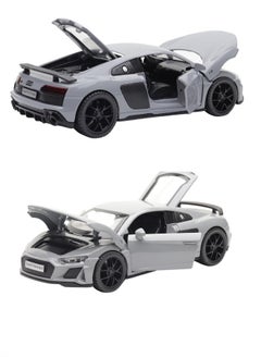die cast 1:32 Compatible for Audi R8 Coupe Model Car Toy, Zinc Alloy Pull Back Toy car with Sound and Light for Kids & Adults (Gray)  - Image 2