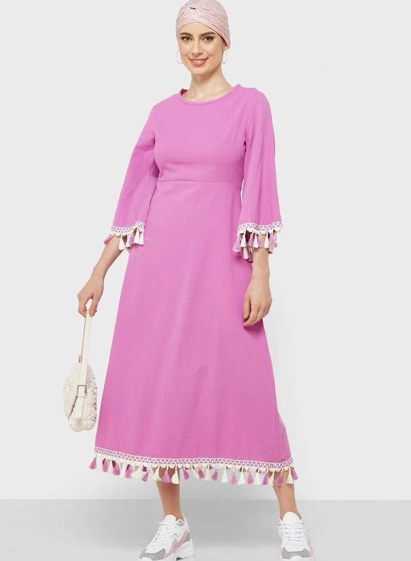 Khizana Tassel Trim Detail Dress