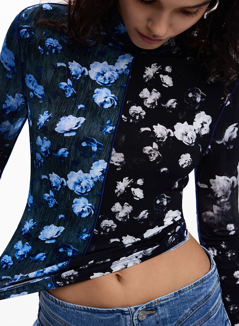 DESIGUAL Long-Sleeved T-Shirt With Turtleneck And Decorative Seam - Image 5