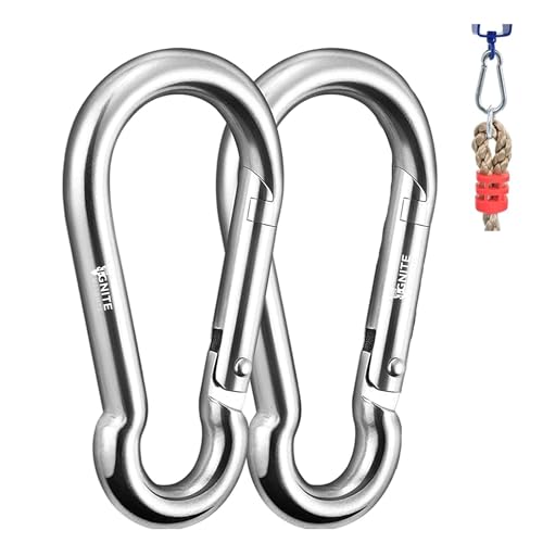 IGNITE WEIGHTS® Heavy Duty, Stainless Steel Carbiner Clip Snaphook-3.16Inch Safety Lock Cable Attachment, Keychain, Hook Spring Connector, (Silver) Pack of 2 - Image 1
