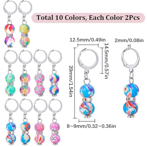 SUNNYCLUE 1 Box 20Pcs Stitch Markers Crochet Stitch Marker Cute Round Polymer Clay Beads Charms Clip On Removable Leverbacks Zipper Pull Charm Locking Knitting Markers for Yarns DIY Sewing Quilting - Image 4