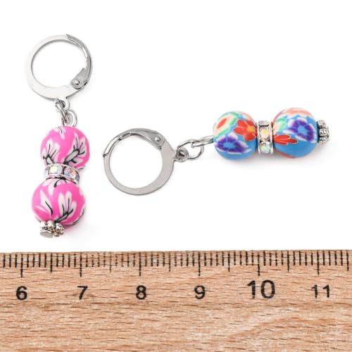 SUNNYCLUE 1 Box 20Pcs Stitch Markers Crochet Stitch Marker Cute Round Polymer Clay Beads Charms Clip On Removable Leverbacks Zipper Pull Charm Locking Knitting Markers for Yarns DIY Sewing Quilting - Image 3