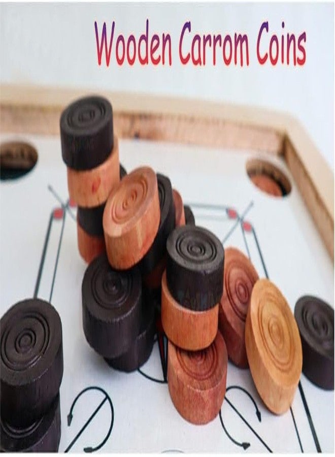 YOOKO® Carrom Board Coin 24 Wooden Coins OR 24 Wooden Coins with one Striker - Image 4