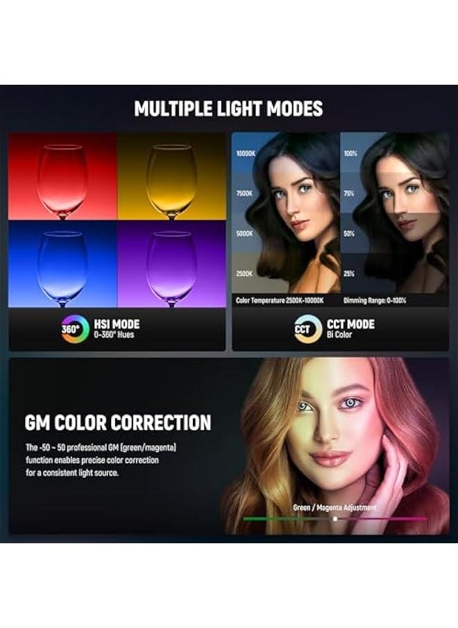 Arabest 18-inch RGB LED Ring Light with Stand and Phone Holder, 42W Dimmable 2500K-10000K Bi-Color CRI97+/TLCI98+ Full Color 18 Scene Selfie Makeup TikTok Vlog.  - Image 3