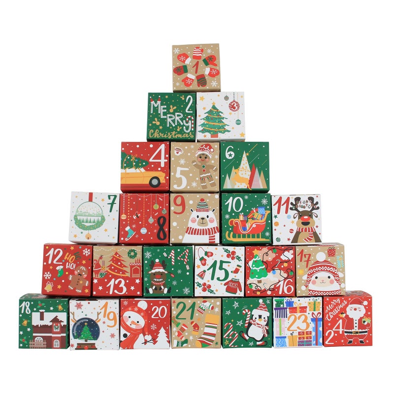 Lihome Diy Advent Calendar - Empty Advent Calendar To Fill Yourself  Christmas Advent Boxes Empty For Kids And Family (Christmas Train) - Image 1