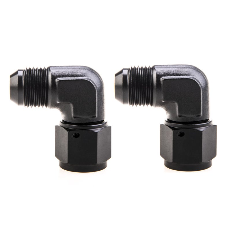 CNRAQR 8AN Female to 8AN Male Flare 90 Degree Swivel Hose Fitting Adapter Aluminium Anodized Black 2Pcs