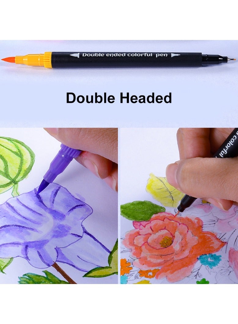 مع 80 لونًا نابضًا بالحياة، توفر مجموعة أقلام الألوان المائية ثنائية الرأس هذه مجموعة واسعة من الألوان لإضفاء الحيوية على أعمالك الفنية. فسواء كنت ترسم مناظر طبيعية أو تصمم رسومات يدوية أو ترسم رسوماً توضيحية معقدة، ستجد الألوان المثالية لكل مشروع. - Image 3