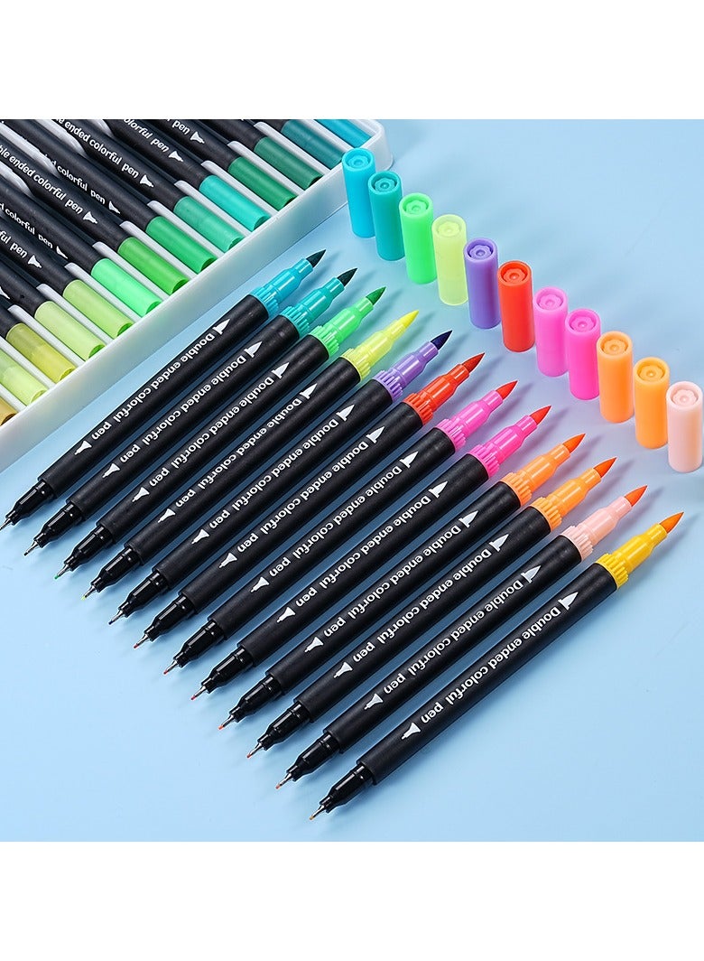 مع 80 لونًا نابضًا بالحياة، توفر مجموعة أقلام الألوان المائية ثنائية الرأس هذه مجموعة واسعة من الألوان لإضفاء الحيوية على أعمالك الفنية. فسواء كنت ترسم مناظر طبيعية أو تصمم رسومات يدوية أو ترسم رسوماً توضيحية معقدة، ستجد الألوان المثالية لكل مشروع. - Image 5